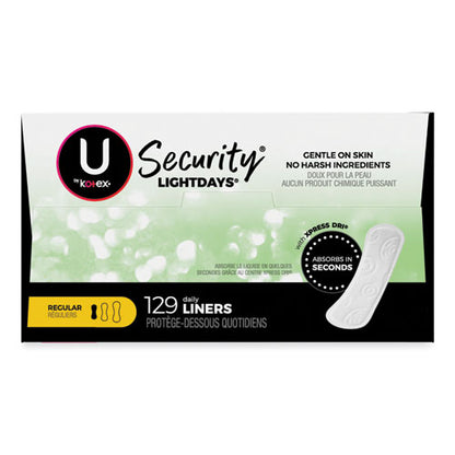 U By Kotex Security Lightdays Liners, Unscented, 129/pack