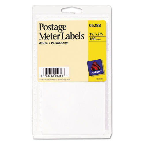 Postage Meter Labels For Pitney-bowes Postage Machines, 1.5 X 2.75, White, 4/sheet, 40 Sheets/pack, (5288)