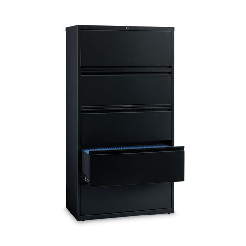 Lateral File Cabinet, 5 Letter/legal/a4-size File Drawers, Black, 36 X 18.62 X 67.62