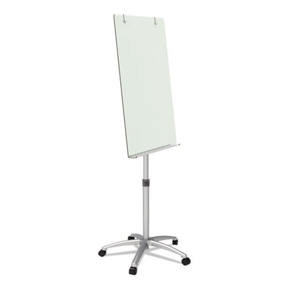 Infinity Glass Mobile Presentation Easel, 3 Ft X 2 Ft, Silver/white