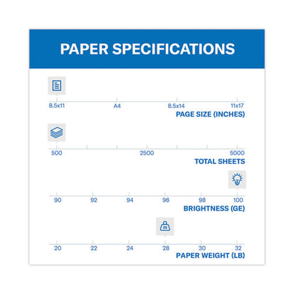 Premium Color Copy Print Paper, 100 Bright, 28 Lb Bond Weight, 8.5 X 11, Photo White, 500/ream