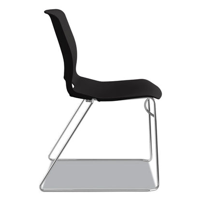 Motivate High-density Stacking Chair, Supports Up To 300 Lb, 17.75" Seat Height, Onyx Seat, Black Back, Chrome Base, 4/carton