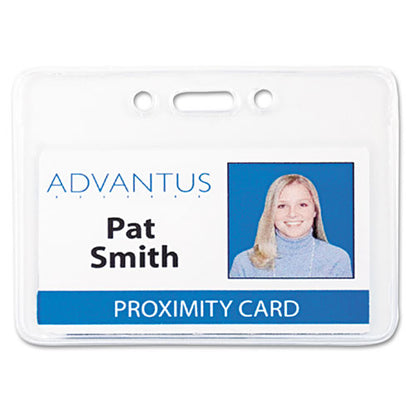 Proximity Id Badge Holders, Horizontal, Clear 3.75" X 3" Holder, 3.5" X 2.25" Insert, 50/pack