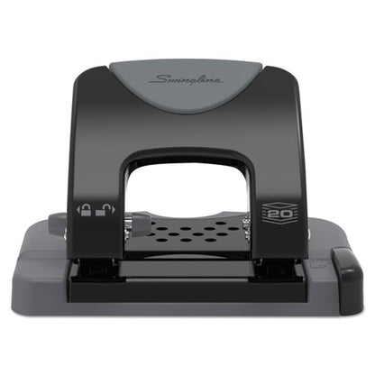 20-sheet Smarttouch Two-hole Punch, 9/32" Holes, Black/gray