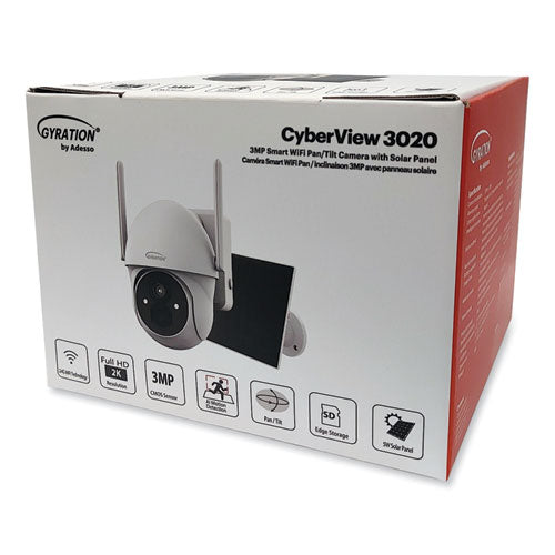 Cyberview 3020 3mp Smart Wifi Pan/tilt Camera With Solar Panel, 2304 X 1296 Pixels