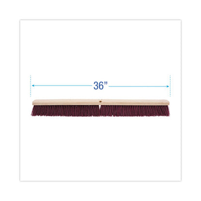 Floor Brush Head, 3.25" Maroon Stiff Polypropylene Bristles, 36" Brush