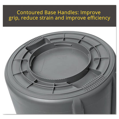 Vented Round Brute Container, 20 Gal, Plastic, White