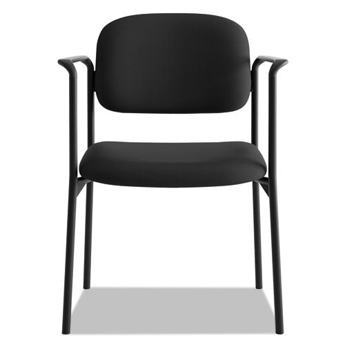 Vl616 Stacking Guest Chair With Arms, Fabric Upholstery, 23.25" X 21" X 32.75", Black Seat, Black Back, Black Base