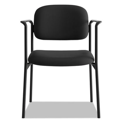 Vl616 Stacking Guest Chair With Arms, Fabric Upholstery, 23.25" X 21" X 32.75", Black Seat, Black Back, Black Base