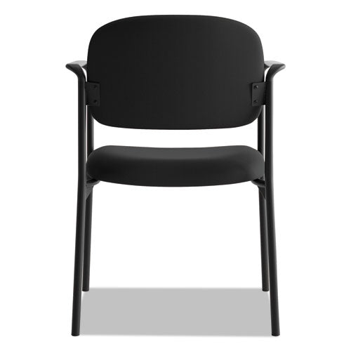 Vl616 Stacking Guest Chair With Arms, Fabric Upholstery, 23.25" X 21" X 32.75", Black Seat, Black Back, Black Base