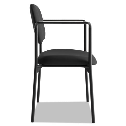 Vl616 Stacking Guest Chair With Arms, Fabric Upholstery, 23.25" X 21" X 32.75", Black Seat, Black Back, Black Base