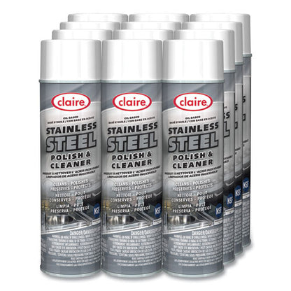 Stainless Steel Polish And Cleaner, Lemon Scent, 15 Oz Aerosol Spray, Dozen