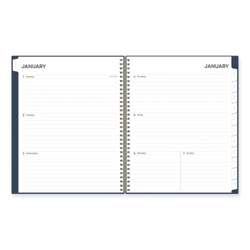 Ashlyn Weekly/monthly Planner, Floral Artwork, 11 X 8.5, Navy/multicolor Cover, 12-month (jan To Dec): 2024