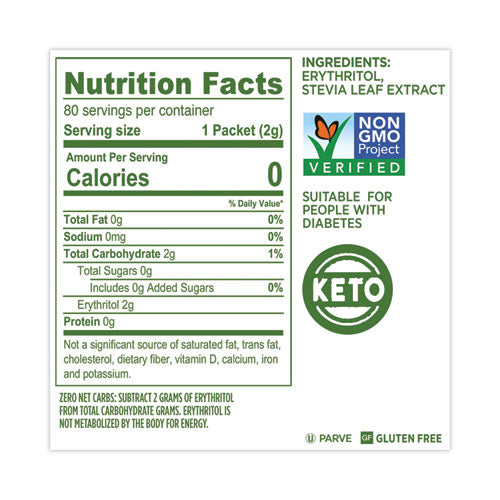 No Calorie Sweetener Packets, 2 G, 80 Per Box