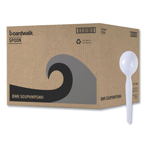 Heavyweight Polystyrene Cutlery, Soup Spoon, White, 1000/carton