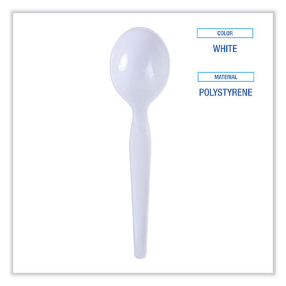 Heavyweight Polystyrene Cutlery, Soup Spoon, White, 1000/carton