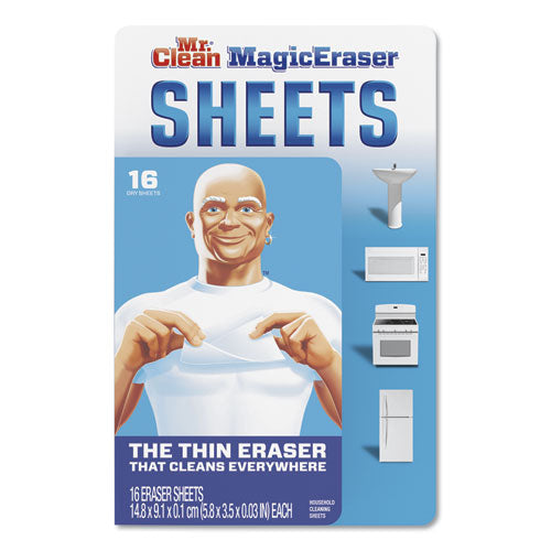 Magic Eraser Sheets, 3.5 X 5.8, 0.03" Thick, White, 16/pack