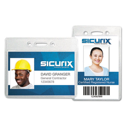 Sicurix Proximity Badge Holder, Horizontal, 4w X 3h, Clear, 50/pack