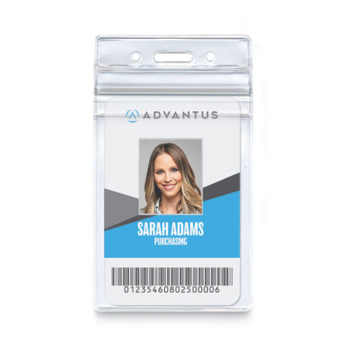 Resealable Id Badge Holders, Vertical Orientation, Transparent Frost 2.68" X 5" Holder, 2.38" X 3.75" Insert, 50/pack