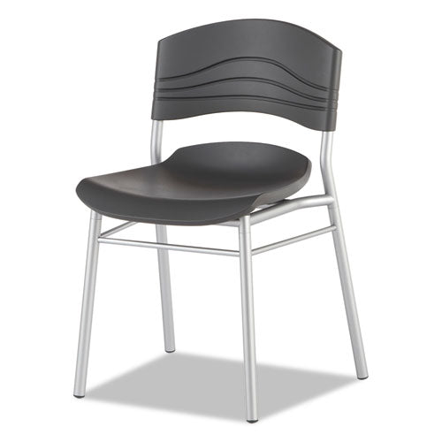 Cafeworks Chair, Supports Up To 225 Lb, 18" Seat Height, Graphite Seat/back, Silver Base, 2/carton