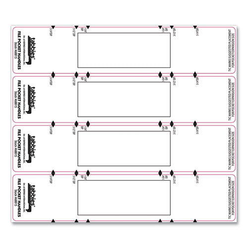 File Pocket Handles, 9.63 X 2, White, 4/sheet, 12 Sheets/pack