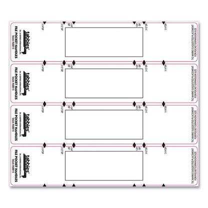 File Pocket Handles, 9.63 X 2, White, 4/sheet, 12 Sheets/pack