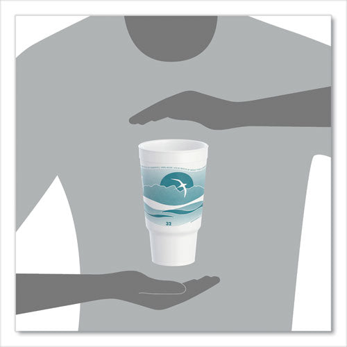 Horizon Hot/cold Foam Drinking Cups, 32 Oz, Teal/white, 16/bag, 25 Bags/carton