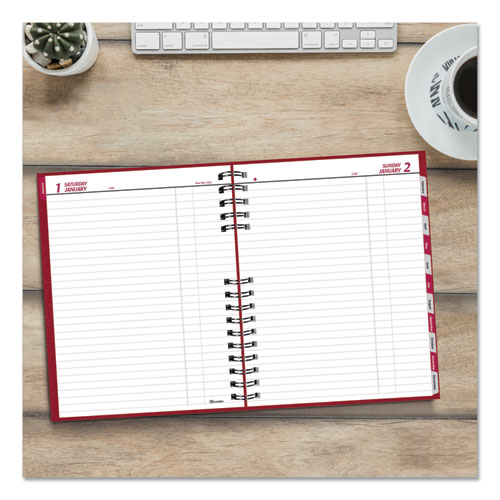 Coilpro Daily Planner, 10 X 7.88, Red Cover, 12-month (jan To Dec): 2024