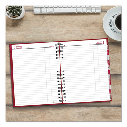 Coilpro Daily Planner, 10 X 7.88, Red Cover, 12-month (jan To Dec): 2024