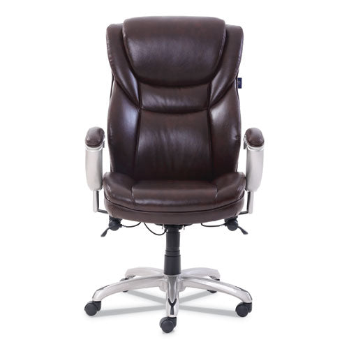 Emerson Executive Task Chair, Supports Up To 300 Lb, 19" To 22" Seat Height, Brown Seat/back, Silver Base