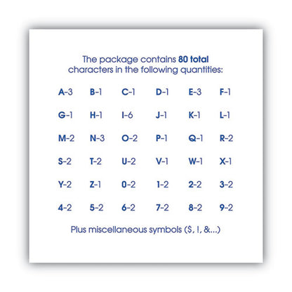 Letters, Numbers And Symbols, Self Adhesive, Black, 3"h, 64 Characters