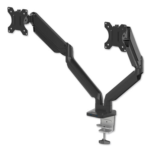 Platinum Series Dual Monitor Arm For 27" Monitors, 360 Deg Rotation, +85 Deg/-20 Deg Tilt, 360 Deg Pan, Black, Supports 20 Lb