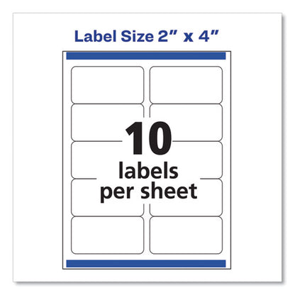 Shipping Labels W/ Trueblock Technology, Inkjet Printers, 2 X 4, White, 10/sheet, 100 Sheets/box