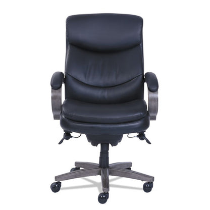 Woodbury High-back Executive Chair, Supports Up To 300 Lb, 20.25" To 23.25" Seat Height, Black Seat/back, Weathered Gray Base