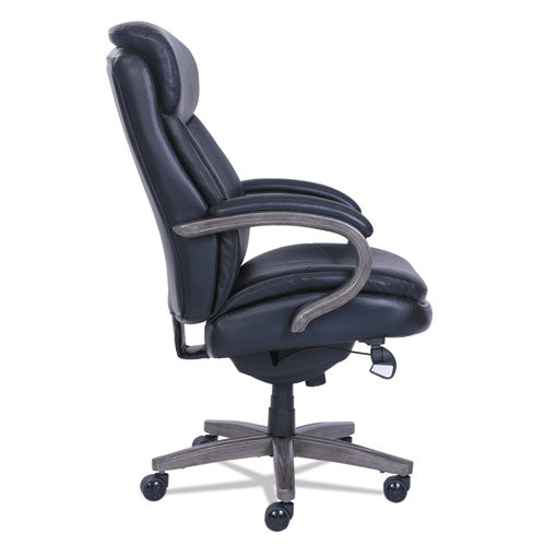 Woodbury High-back Executive Chair, Supports Up To 300 Lb, 20.25" To 23.25" Seat Height, Black Seat/back, Weathered Gray Base