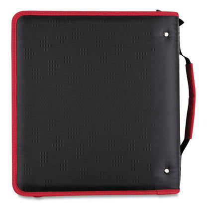 Zipper Binder, 3 Rings, 2" Capacity, 11 X 8.5, Black/red Accents