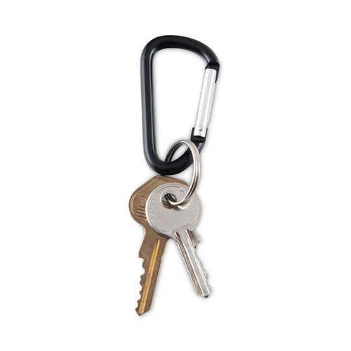 Carabiner Key Chains, (10) 1" X 2" Black Carabiners, (10) 1" Dia Silver Key Rings, Aluminum