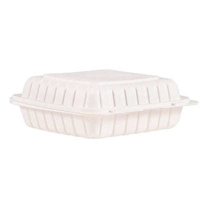 Hinged Lid Containers, Single Compartment, 9 X 8.8 X 3, White, Plastic, 150/carton