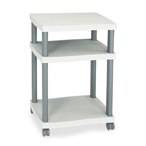 Wave Design Deskside Printer Stand, Plastic, 3 Shelves, 20" X 17.5" X 29.25", White/charcoal Gray