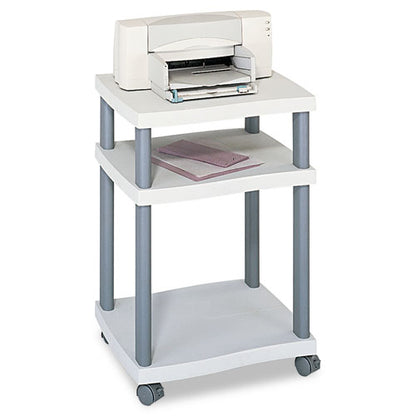 Wave Design Deskside Printer Stand, Plastic, 3 Shelves, 20" X 17.5" X 29.25", White/charcoal Gray