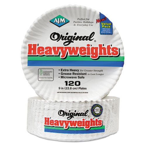 Gold Label Coated Paper Plates, 9" Dia, White, 120/pack, 8 Packs/carton