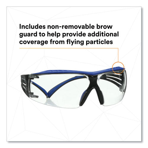 Securefit Protective Eyewear, 400 Series, Blue/gray Plastic Frame, Clear Polycarbonate Lens