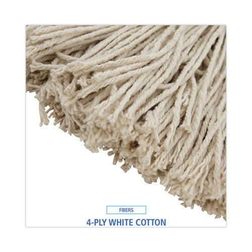 Mop Head, Economical Lie-flat Head, Cotton Fiber, 20 Oz, White, 12/carton