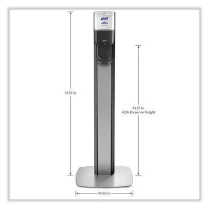 Messenger Es8 Silver Panel Floor Stand With Dispenser, 1,200 Ml, 16.75 X 6 X 40, Silver/graphite