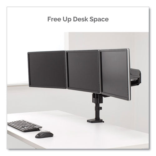 Platinum Series Triple Monitor Arm For 27" Monitors, 360 Deg Rotation, +85/-20 Deg Tilt, 360 Deg Pan, Black, Supports 20 Lb