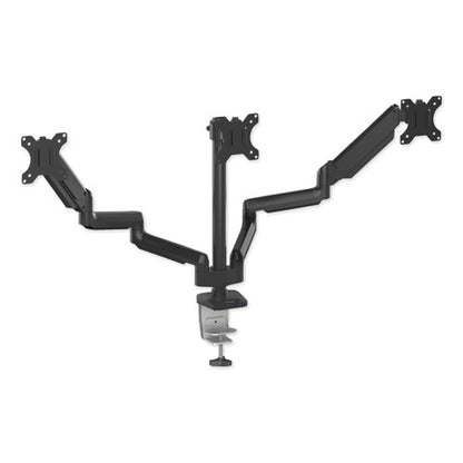 Platinum Series Triple Monitor Arm For 27" Monitors, 360 Deg Rotation, +85/-20 Deg Tilt, 360 Deg Pan, Black, Supports 20 Lb