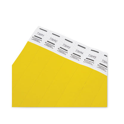 Crowd Management Wristbands, Sequentially Numbered, 10" X 0.75", Yellow, 100/pack