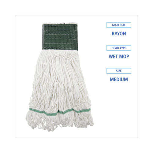 Loop End Rayon Mop Head, Rayon, Medium, 14 Oz, White, Dozen