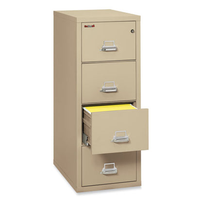 Insulated Vertical File, 1-hour Fire Protection, 4 Legal-size File Drawers, Parchment, 20.81" X 31.56" X 52.75"