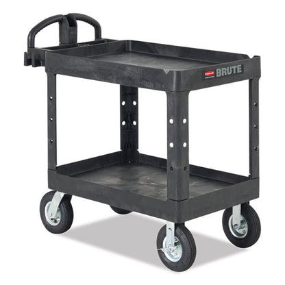 Heavy-duty Utility Cart With Lipped Shelves, Plastic, 2 Shelves, 500 Lb Capacity, 25.9" X 45.2" X 32.2", Black